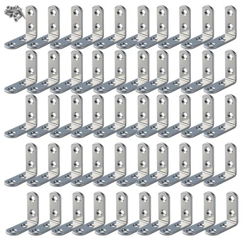 Wholesale: 30/50 Stainless Steel L-Shaped Brackets, 40mm x 40mm x 16mm, Corner Braces, Joint Brackets, Reinforcement Brackets, Screws Included, 120/20