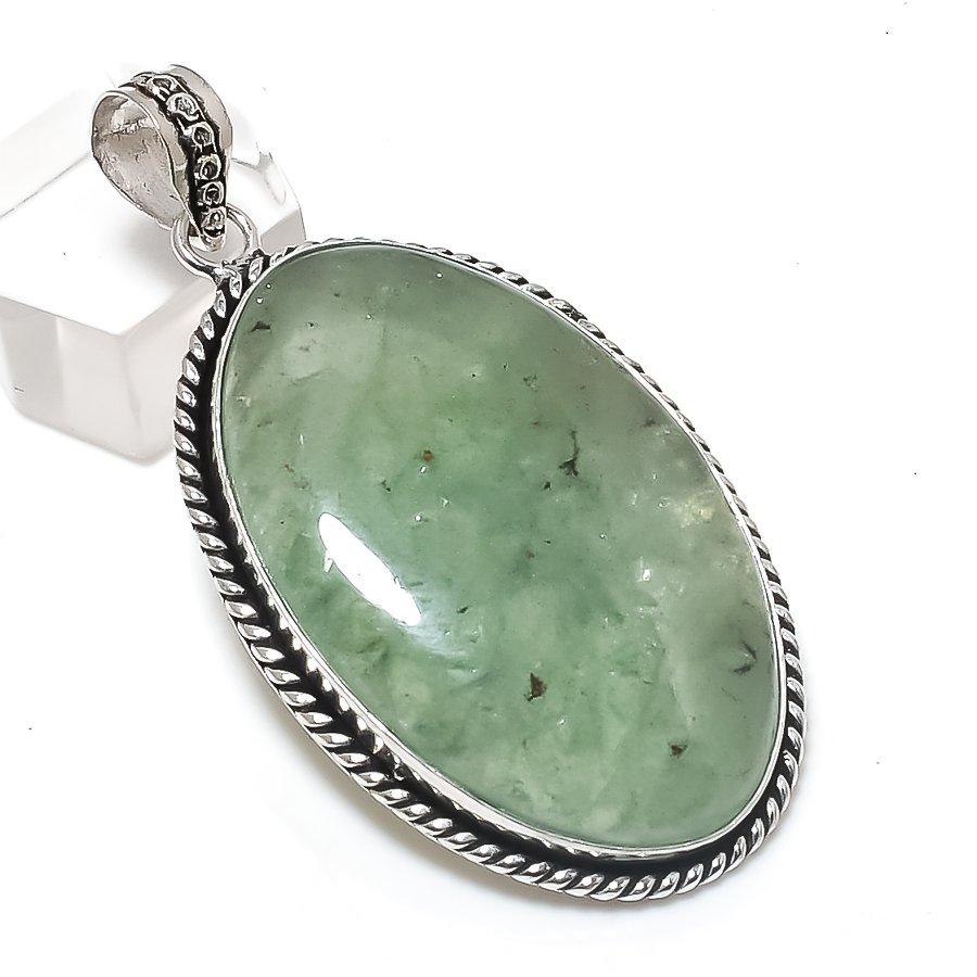 Green Apatite Gemstone 925 Sterling Silver Jewelry Pendant 2.36"