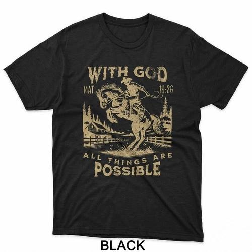 

Vintage Rodeos with God Everything Is Possible Gifts Men and Women T-shirts Personality Street Fashion Short Sleeves Tops 3XL