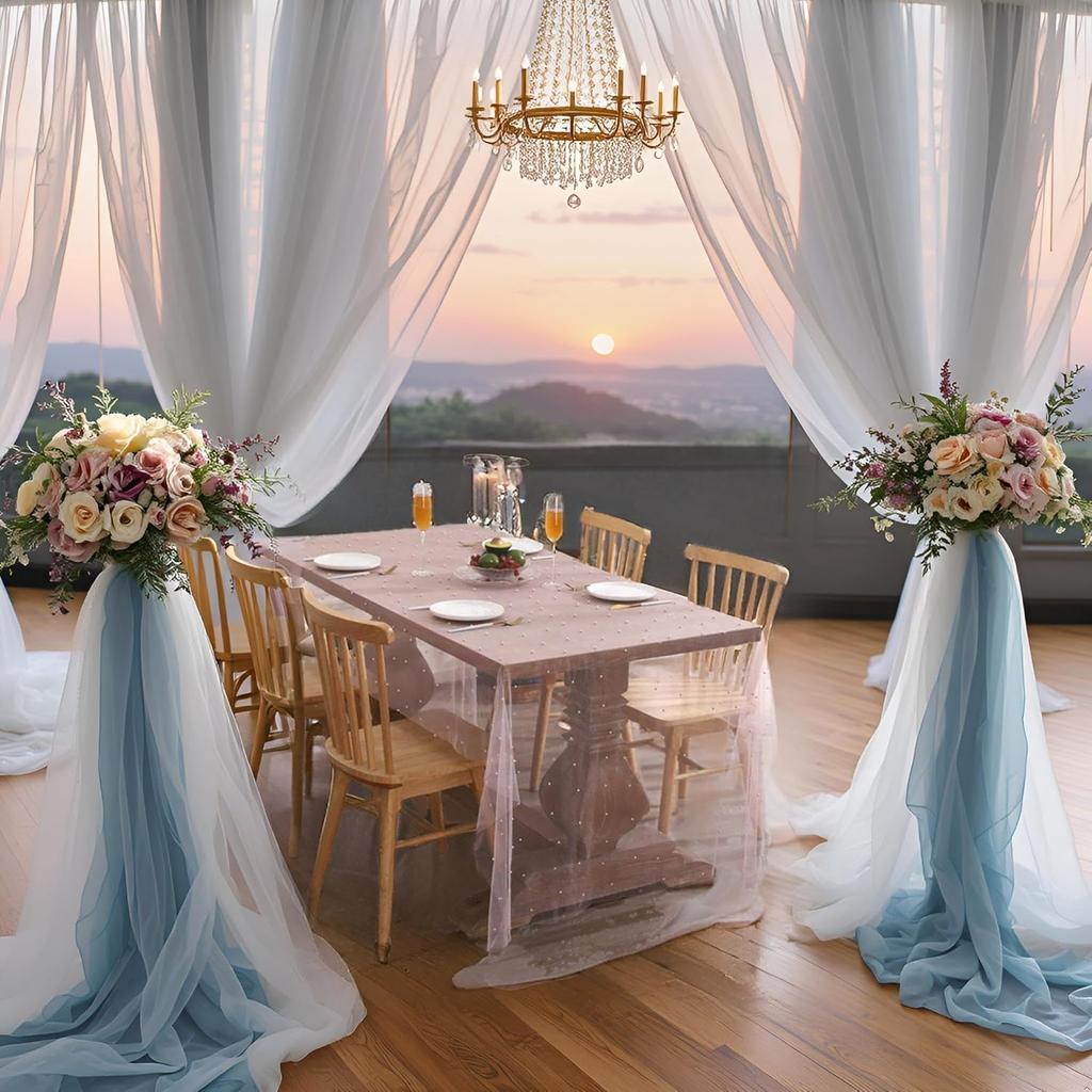Light Green Table Runner Fabric Tulle Lace Tablecloth Rectangular Table Cover Bridal Veil for Christmas Wedding Birthday Party