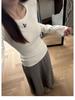 Women's Slim Fit Long-Sleeve T-Shirt, Solid Color, Ins Style, Brushed Fabric with Velvet Lining, Ideal Base Layer for All Seasons.