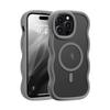Luxury Wavy Frame Translucent Magnetic Wireless Charge Shockproof Case For 16E 16 15 14 13 12 Pro Max Plus Cover