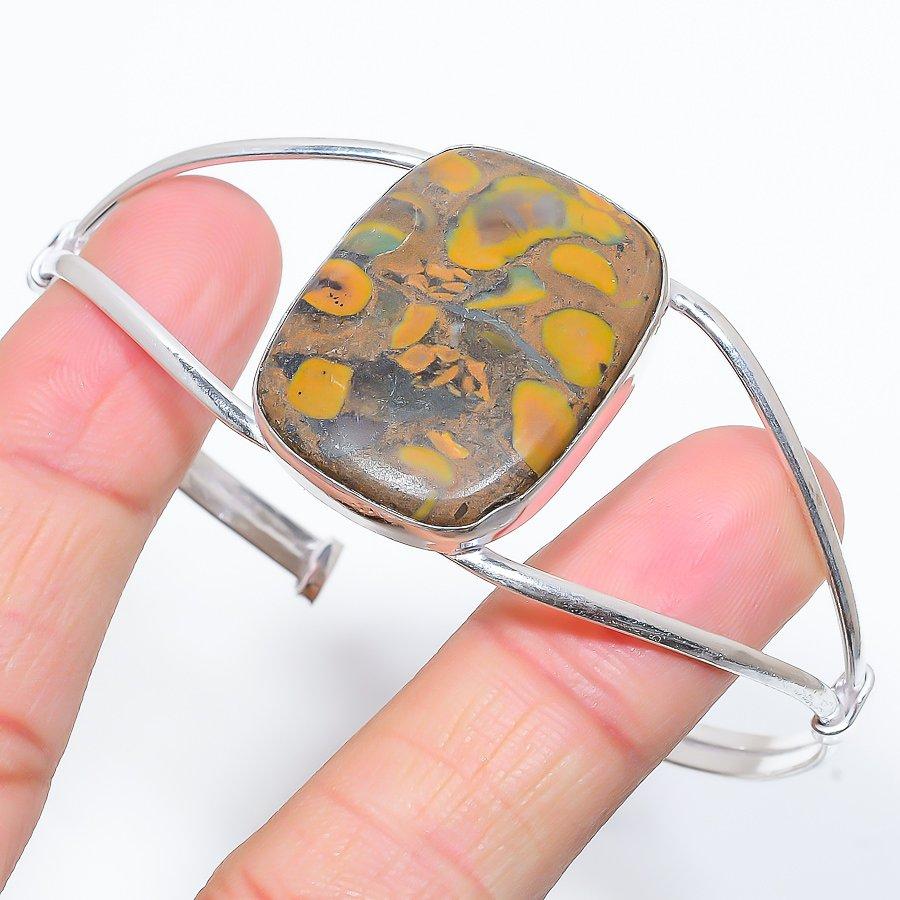 

Регулируемый браслет-манжета ручной работы из бамбуковой яшмы с драгоценным камнем в этническом стиле SR-9191