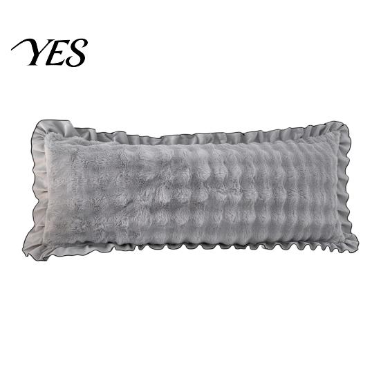 Luxury Decorative Sofa Cushion Covers Fluffy Body Pillow Cover, Faux Rabbit Fur Bed Cover with Zipper, Ruffle Hidden Zipper Trim, Plush Bubble