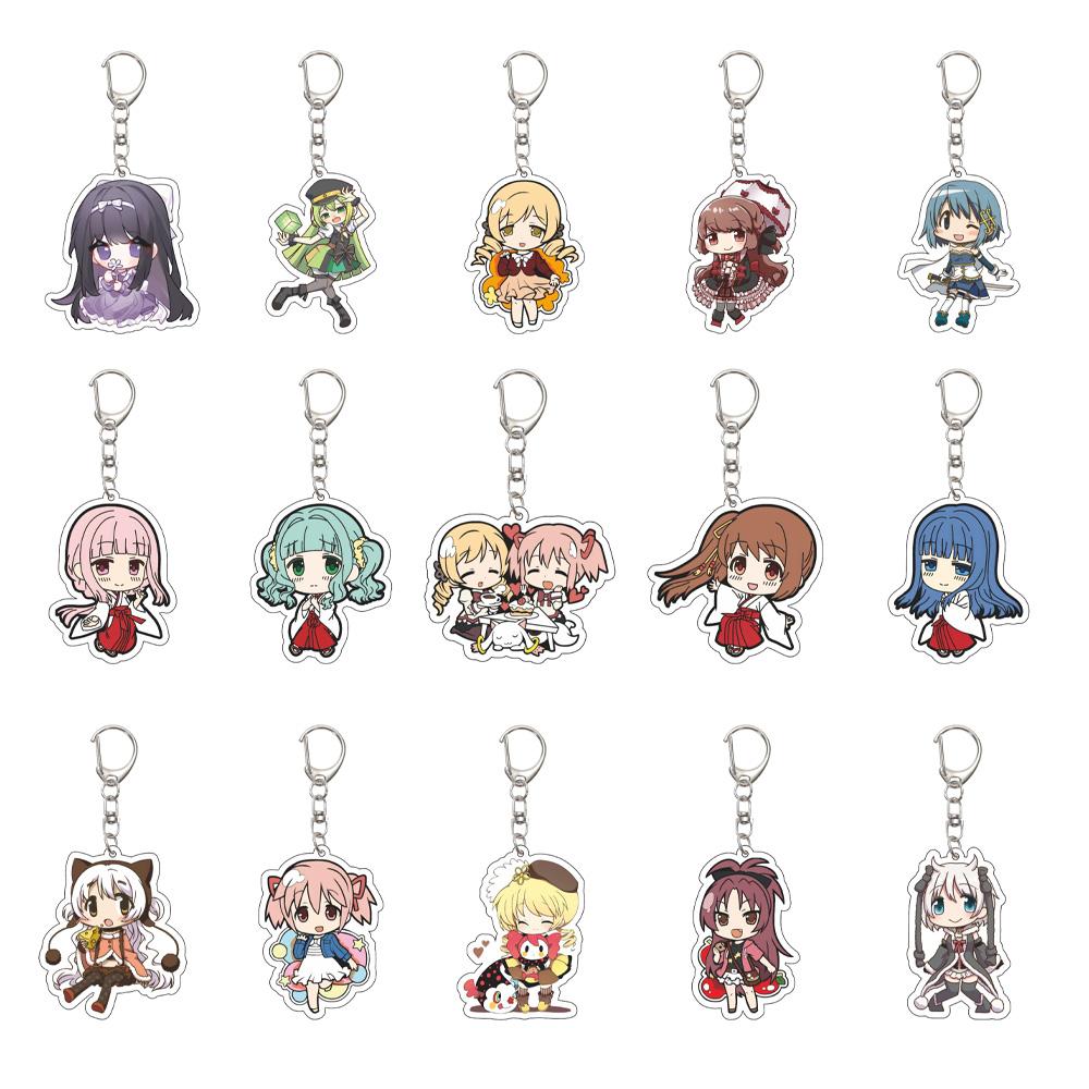 55MM Anime Puella Magi Madok Keychain Kaname Madoka/Akemi Homura/Miki Sayaka Key Chain Acrylic Model Plate Christmas Gifts