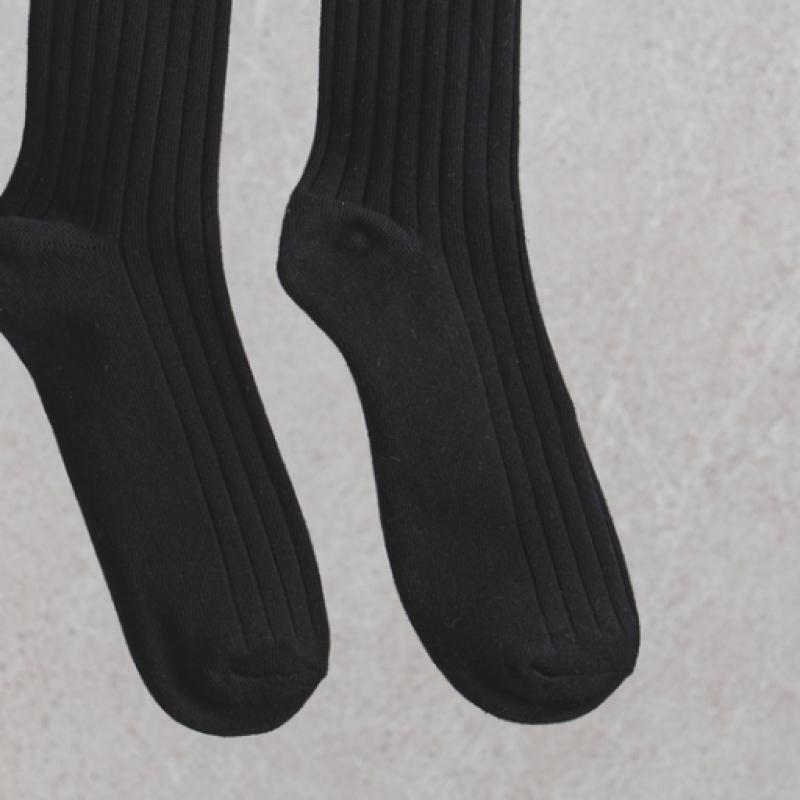 Monfoot Mens Wide Ribbed Long Neck Socks Black