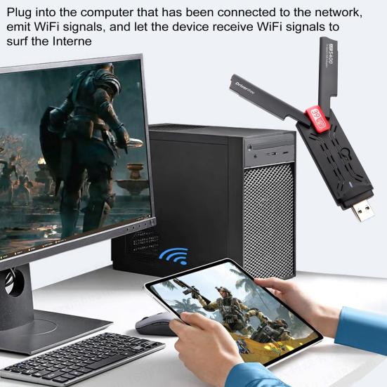 Wireless USB Wi-Fi Adapter Driver Free 6E Network Compact Size Portable Plug-Play Dual