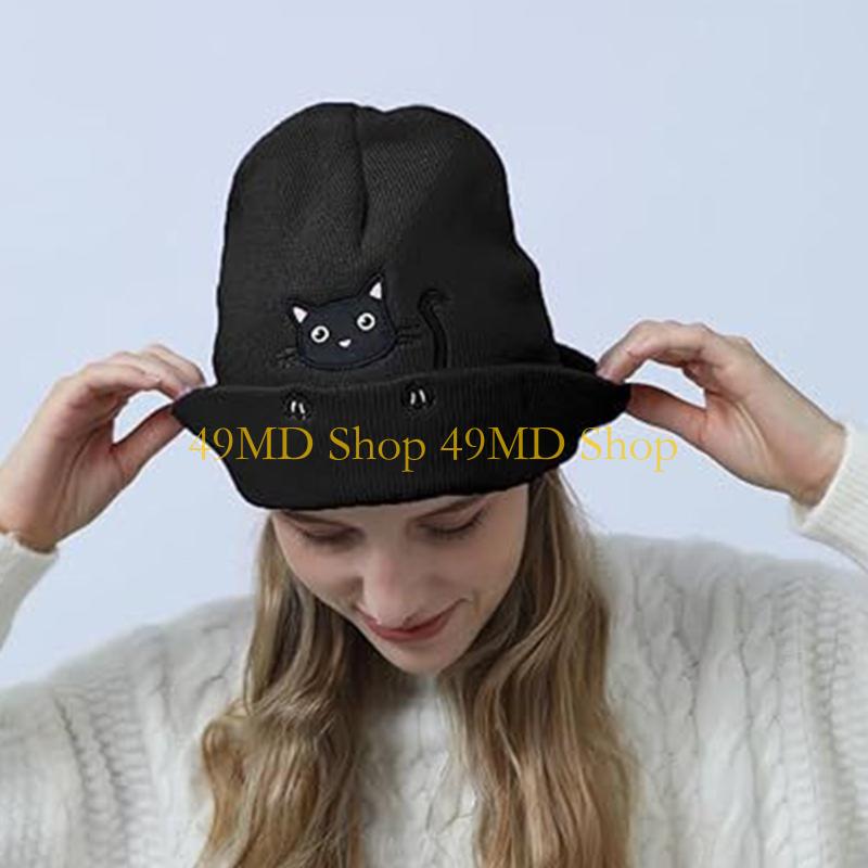 49MD Cartoon Hat Kitten Outdoor Activity School Teens Hat Multicolored Hat