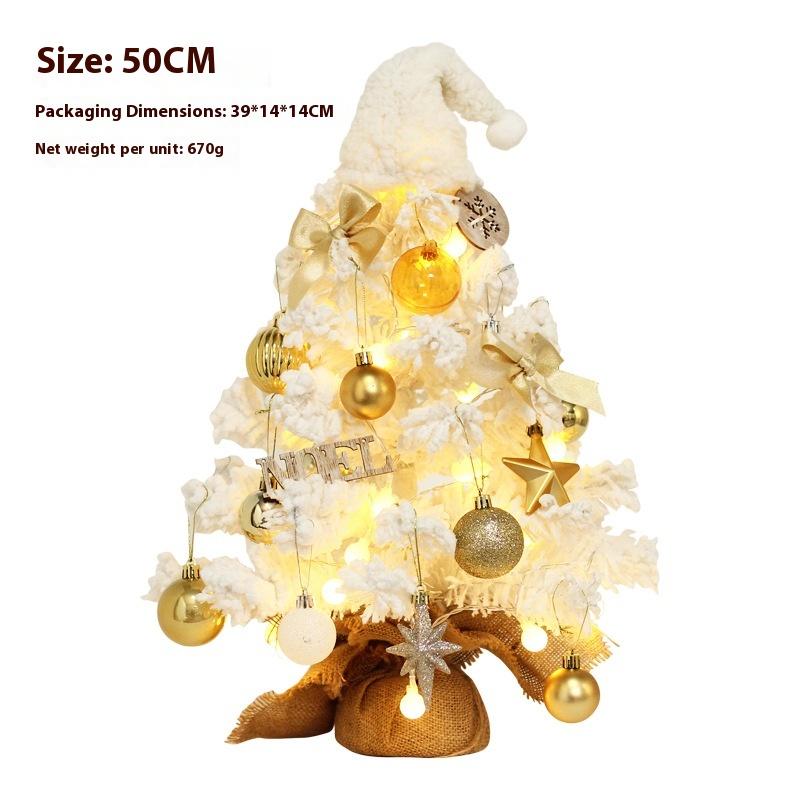 

Рождественские украшения Флокированный мини-набор рождественской елки Светодиодная настольная рождественская елка Украшение
