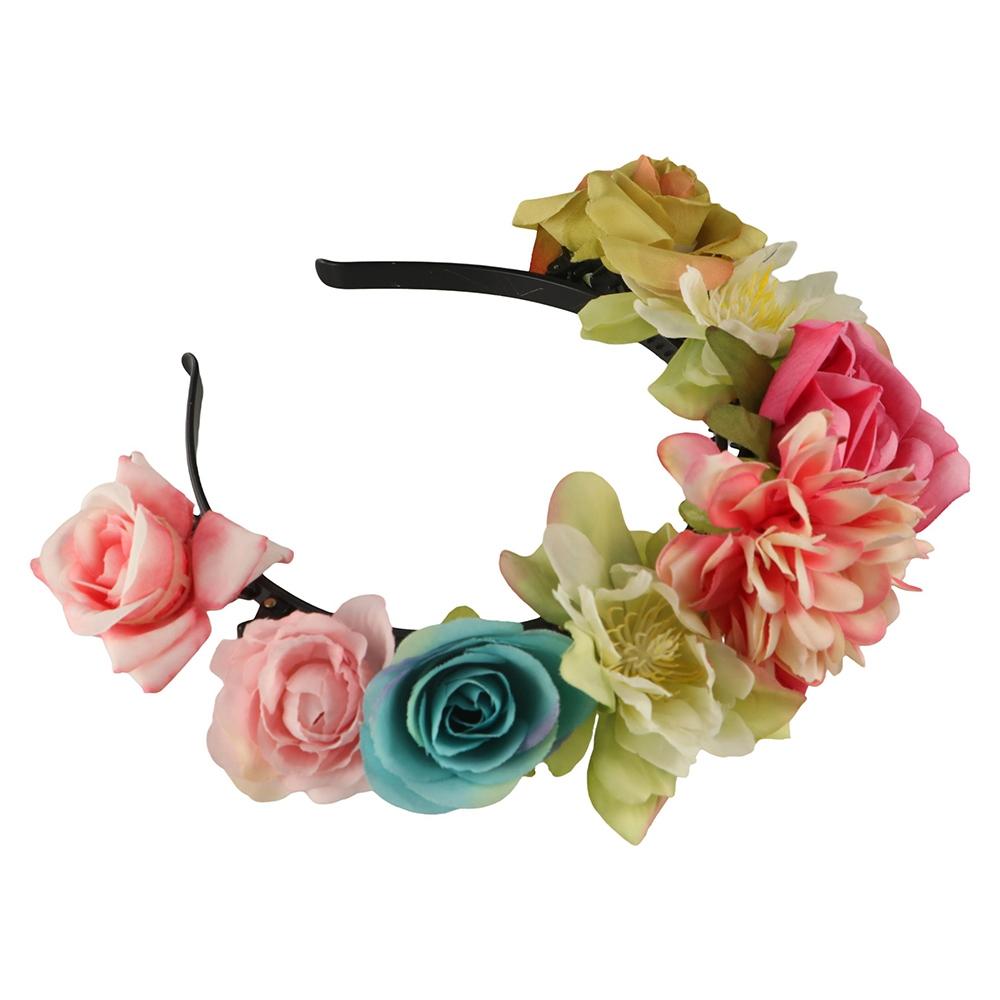 Hair Hoop Floral Garland Colorful Bridal Crown Exquisite Children Flower Headband Women