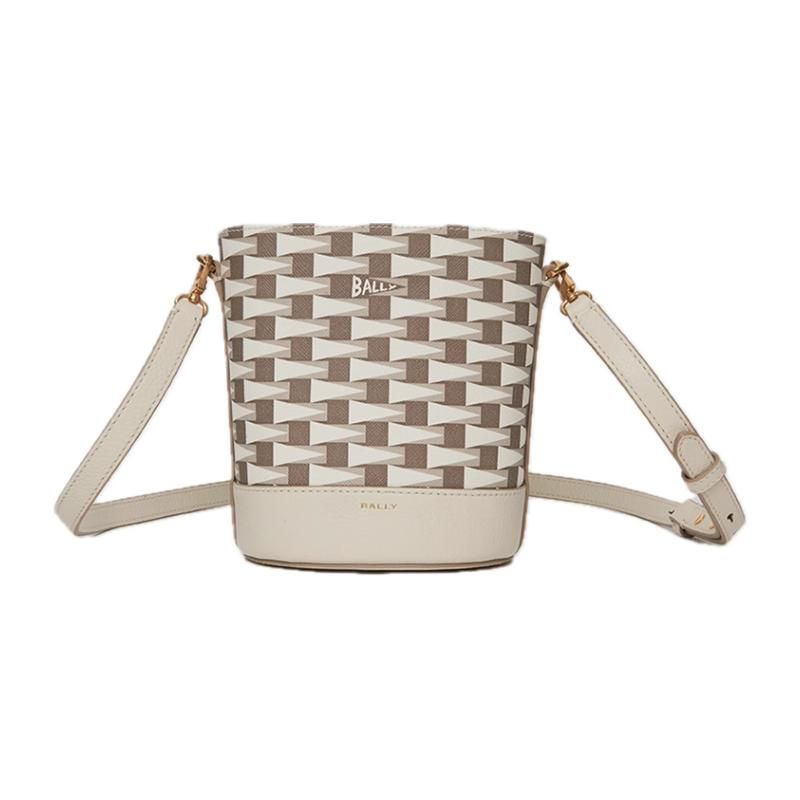 Bally Fashion Casual Letter Logo TPU Bucket Bag Crossbody Shoulder Bag Women Bags Gray Bone-White 6307162