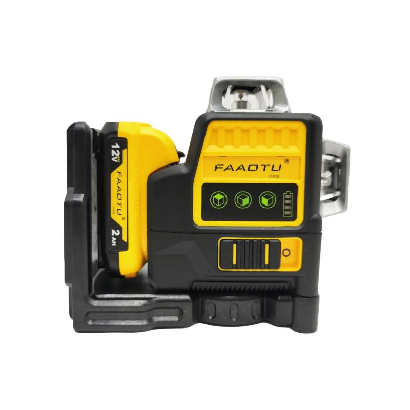 FAAOTU 089LG 12 Lines 3 Sides 360 Degree Vertical 12V Lithium Battery Laser Level Horizontal Green Meter Outdoor