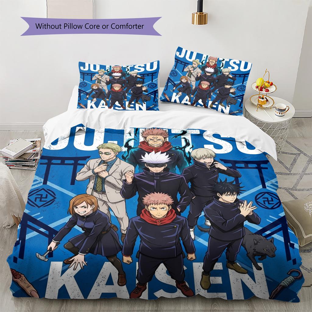 J-Jujutsu K-Kaisens Set Copripiumino Trapuntato Federa Regalo di Compleanno per la Casa(1 * Copripiumino + 2 * Federa, Senza Imbottitura)