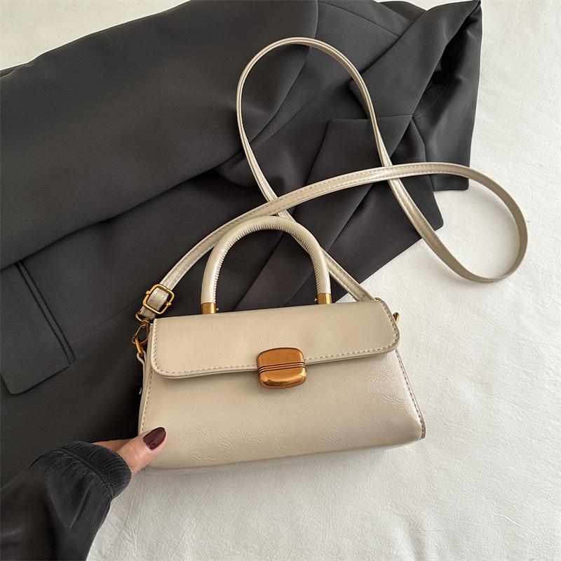 Women's bag 2025 new solid color casual commuting handbag shoulder messenger bag commuting