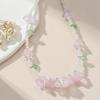 Trendy Resin Necklace Purple/Yellow Floral Leaf  Pendant Neckchains for Wedding Bridal Jewelry Unique Shape Ornaments