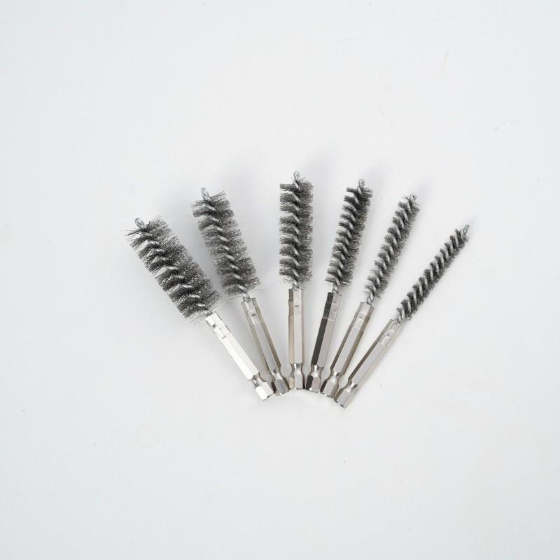 Hexagonal Rod Gun Pipe Brush - 304 Stainless Steel Wire for Rust Removal, Grinding, and Deburring.