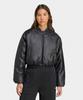Faux Leather Bomber Synthetic Down Jacket - Black / Jx5332