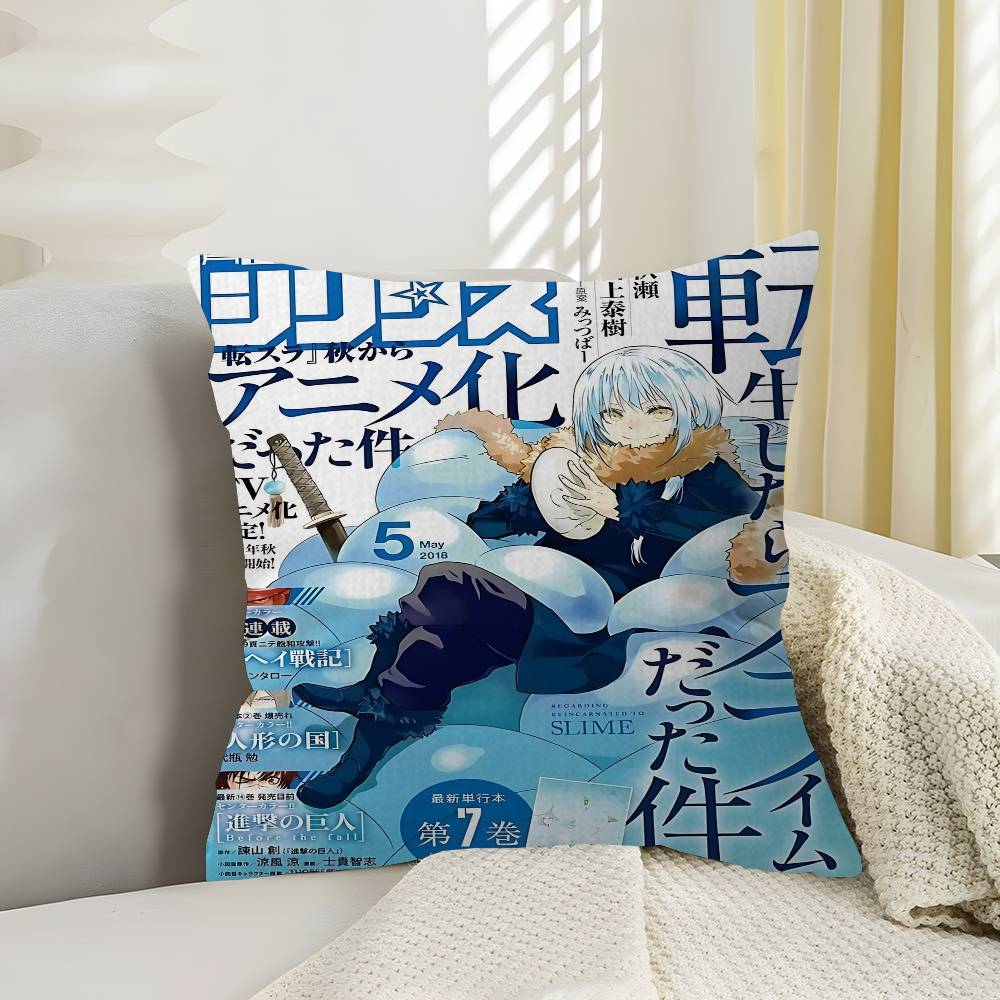 Anime Tensei Shitara Slime Datta Cushion Cover Polyester Sofa Cushions Decorative Throw Pillows Home Decoration Pillowcover