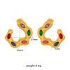 Vintage Multi-color Zirconia Ear Cuffs, 18K Gold Titanium Steel, Elegant Earrings