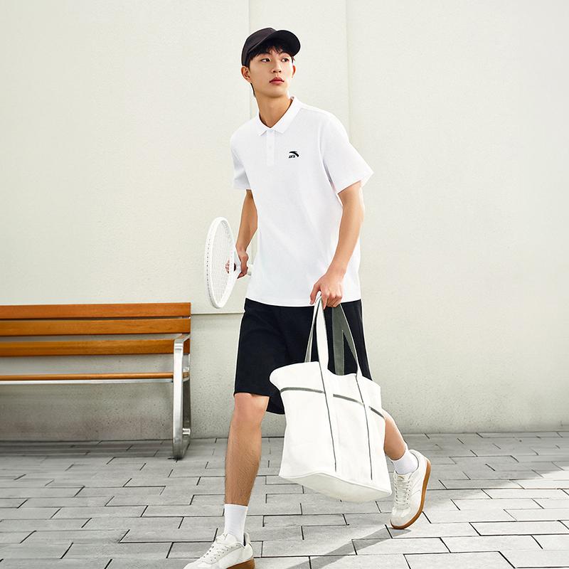 Anta Lifestyle Series Logo Solid Color Comfortable Breathable Versatile Casual Fashion Campus Commuting Short Sleeve Polo Shirt Men tops 952628102-10