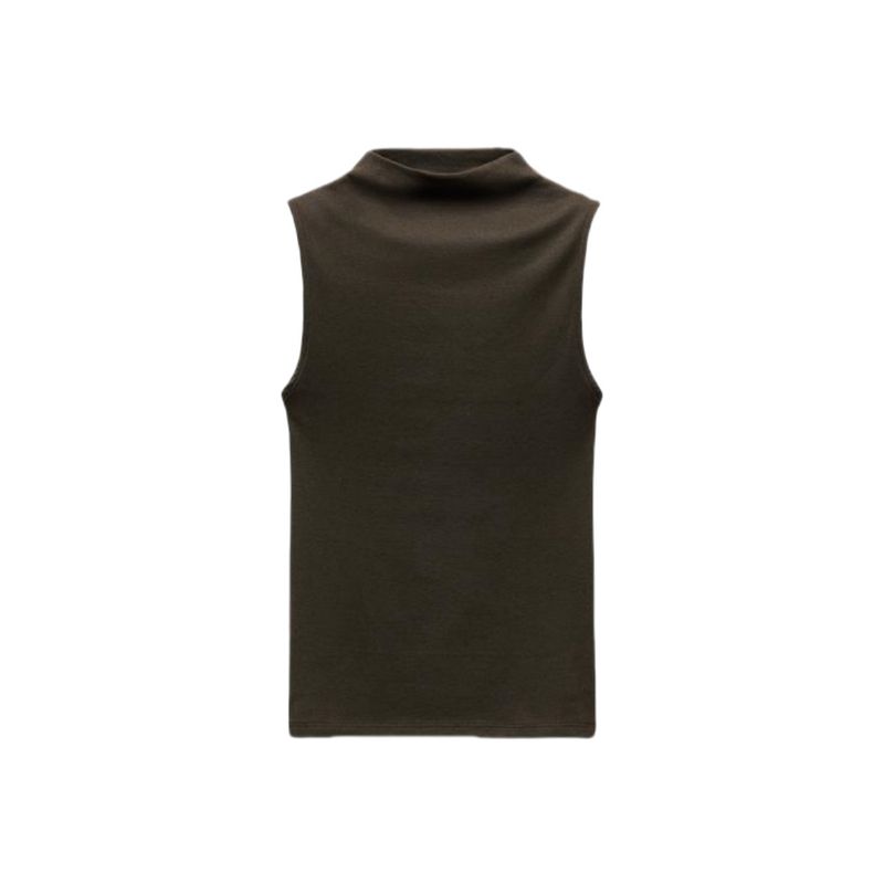 Spring New Women's Clothing Casual Stand Collar Cotton and Modal Blended T-shirt Sleeveless Tops 3641842
