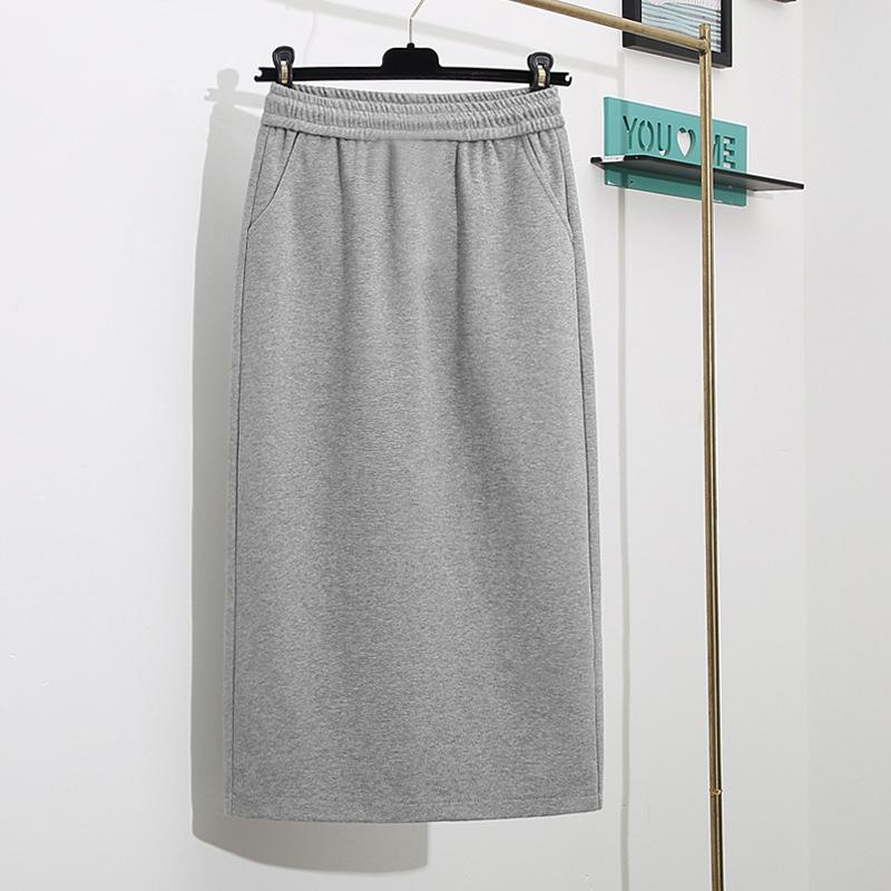 

Black A-word Skirt, Autumn and Winter, Small Long Wedge Skirt, Half Skirt, Sweater Skirt, New Straight Split XL