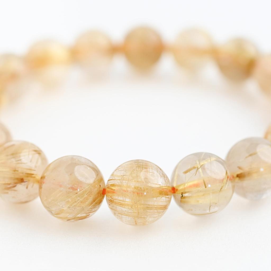 Jewelry Town Shosenkyo Rutilated Quartz 17cm Inner Power Stone for Good Fortune and Career [Eigado] Bracelet, 11.5mm Beads, Diameter,