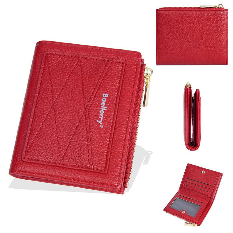 

Baellerry Женский короткий кошелек из искусственной кожи, кошелек для монет для женщин, кошельки для денег, держатель для карт 12cm*10cm*2cm красный