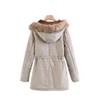 Manteau long à capuche en laine d'agneau style coréen grande taille pour femme - Hiver 2023