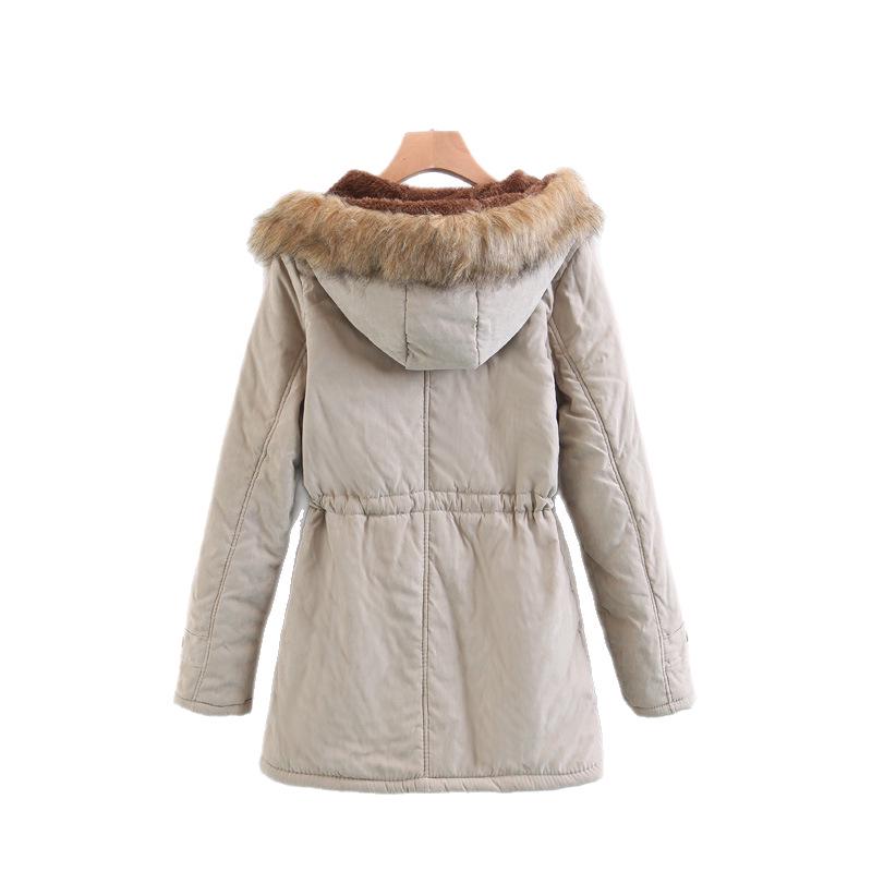 Manteau long à capuche en laine d'agneau style coréen grande taille pour femme - Hiver 2023