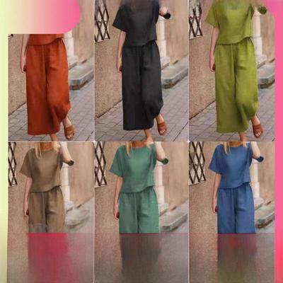 Sophisticated Women's Solid Color Short-Sleeve Two-Piece Suit - 2022 Southeast Asia, Europe & US Edition