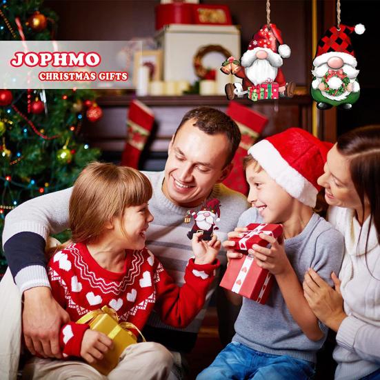 24 ks Přívěsků s trpaslíky se šňůrkou, neblednoucí, veselé vánoční trpasličí dekorace na dárky