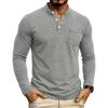 Men S Vintage Washed Long Sleeve Stand Collar Henley Shirt