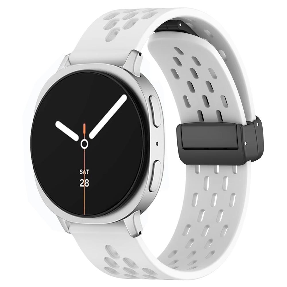 

для Samsung Galaxy watch 8 Ремешок 44мм 40мм 8 classic 46мм Магнитный браслет-колокольчик Силиконовый спортивный браслет Ремешок Galaxy watch8 Galaxy watch 8 40mm белый