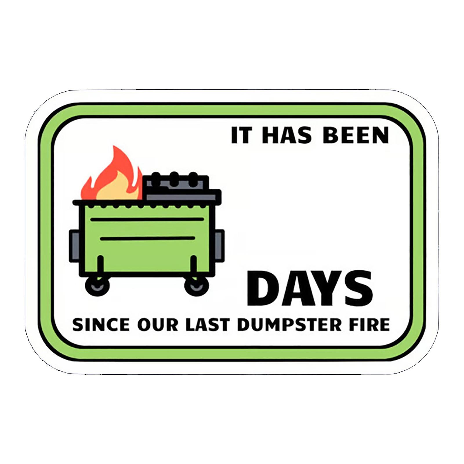 Dumpster Fire Days Counter Sticker Durable Adhesive Label for Tracking Days Since Last Fire Safety Reminder Industrial Use