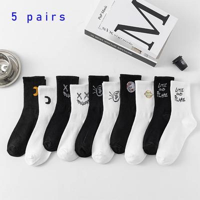 5 Pairs of Men's/women's Long Socks Made of Cotton, Soft and Breathable. Spring and Summer Couple DEVIL'S Mid Length Socks