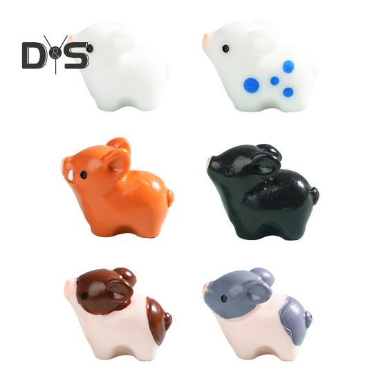 

6 шт. Миниатюрная фигурка свиньи из смолы, украшение для кашпо, мультяшная статуэтка мини-свиньи для мха, микроландшафт, садовые аксессуары для фей 6pcs