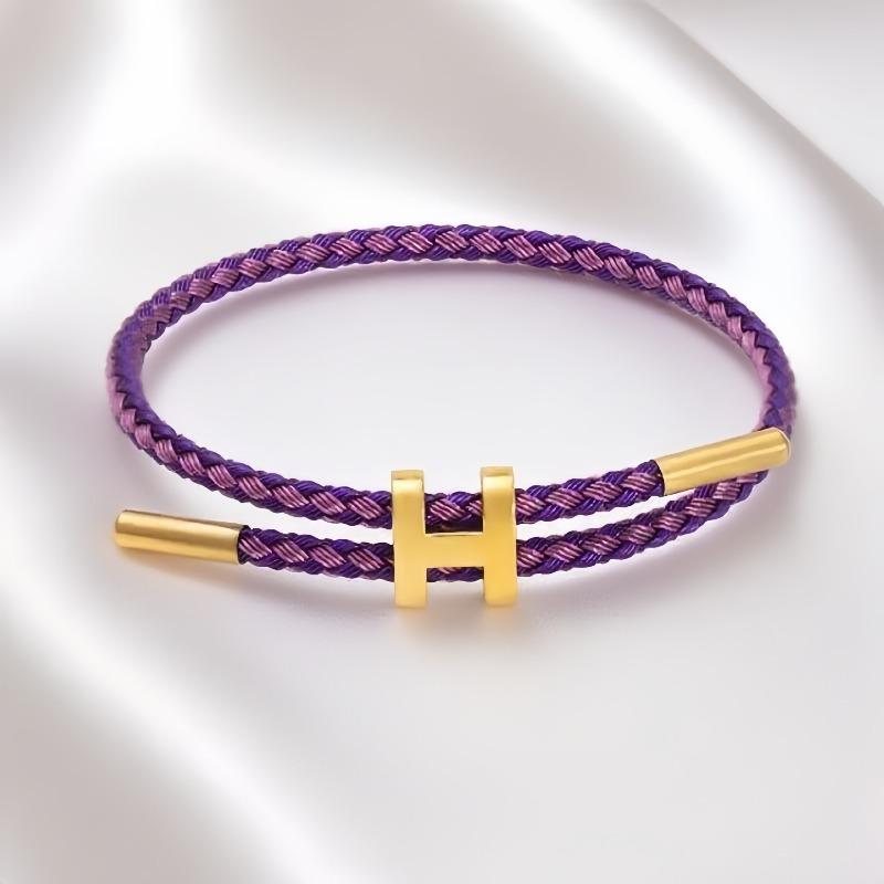 

Универсальный и атмосферный браслет из нержавеющей стали с H-образной пряжкой и веревкой, регулируемый, водонепроницаемый, из титановой стали, для женщин и мужчин