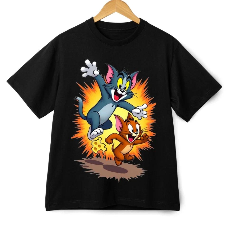 Tom and Jerry Cartoon Graphic T-Shirt Retro Style Funny Streetwear Tee Unisex Unisex T-Shirt XXXXL