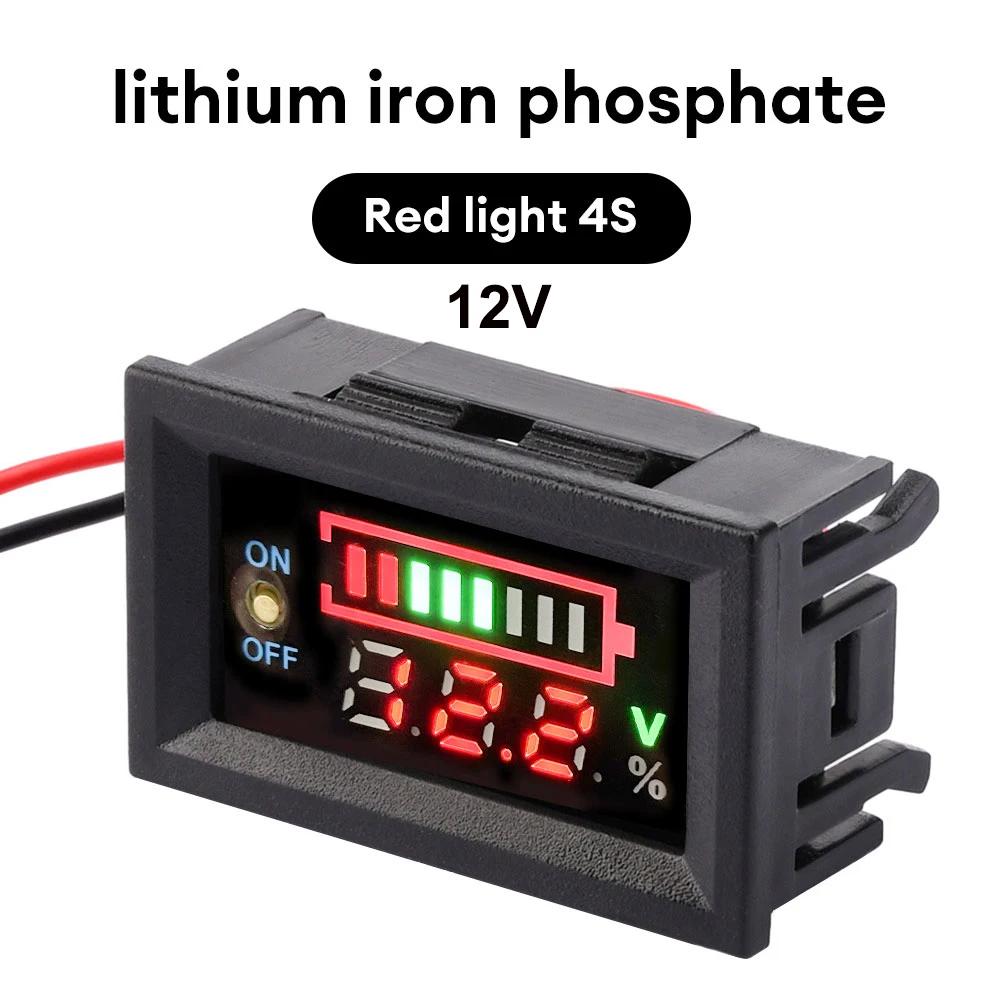 12V Car Lead Acid Battery Charge Level Capacity Indicator 2S 3S 4S LED Battery Capacity Meter 8.4V 12.6V 16.8V Voltmeter Tester