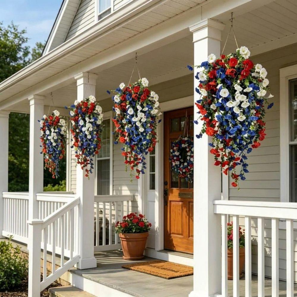 Colorful Artificial Morning Glory Flowers Plastic Morning Glory Branch Green Plants Living Room