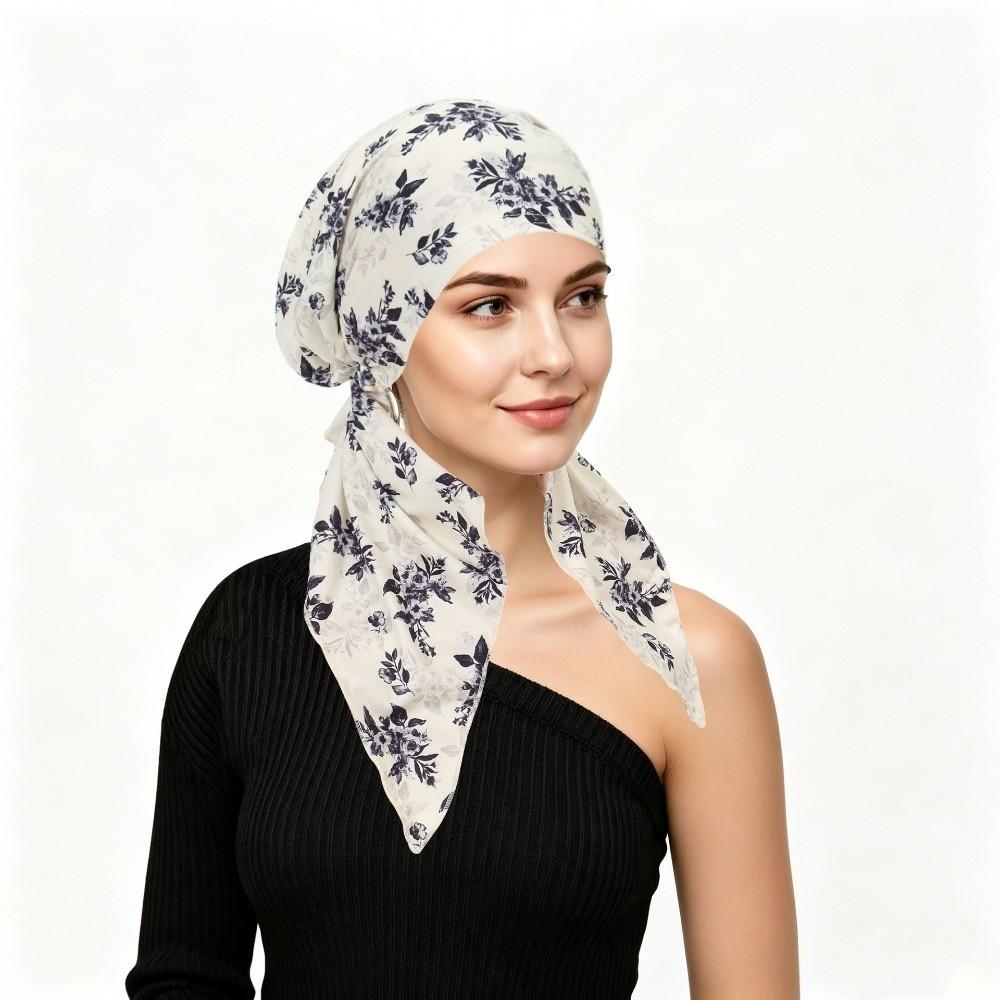 Bonnet Style Muslim Hijab Stretch Hair Cover Beanies New Long Tail Headscarf  Women 6