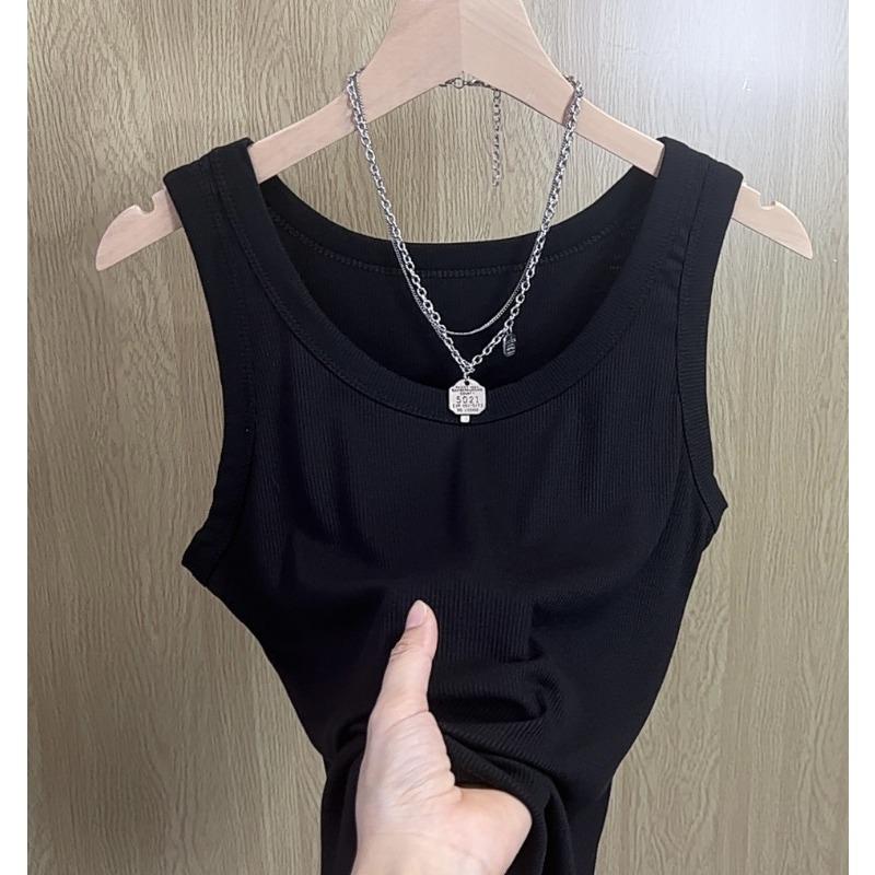 Spring and Summer New Wide Shoulder Vest Women's Big Collar Simple Base Inner with Small Vest Women's Sleeveless Vest