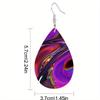 Blau/Lila Bunte Wasserwellen PU Leder Ohrringe Lebhafte Kreative Ohrringe Trendige Damenohrringe Modeohrringe Accessoires