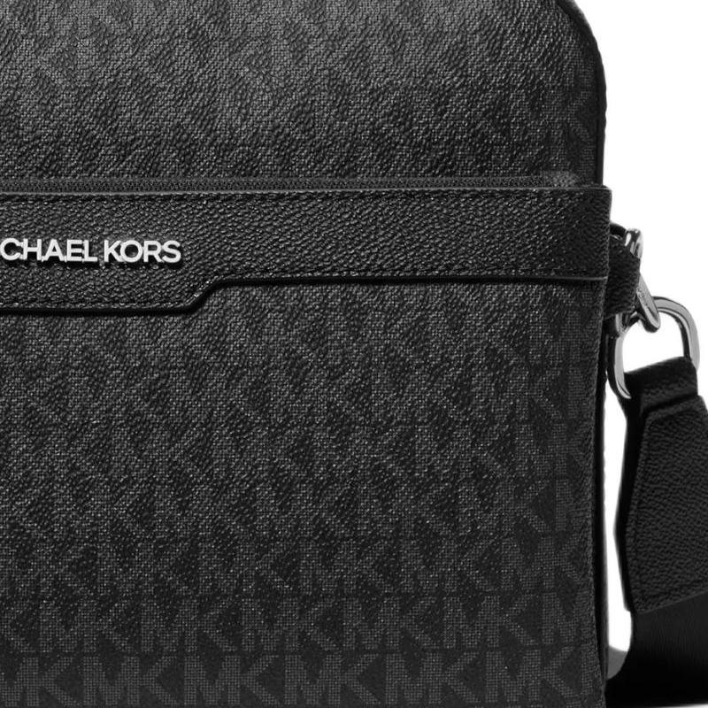 Michael Kors MK Cooper Logo Print Adjustable Shoulder Strap Crossbody Bag Men Crossbody Bag Black 37S5LCOC5B-BLACK