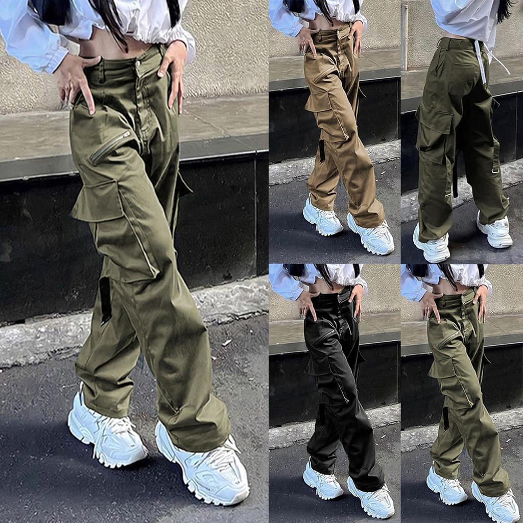 Baggy-Cargohose für Damen, Streetwear, Hip-Hop-Jogger, Jogginghose, lässige, lockere Hose mit weitem Bein