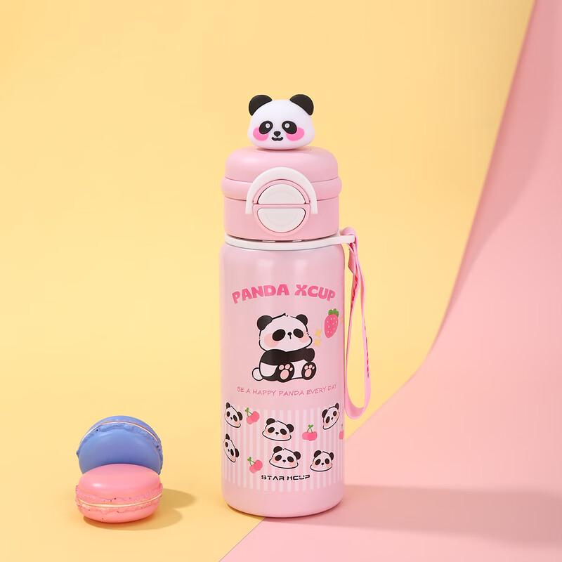 MRSIKEY Cartoon Panda Kids 316 Stainless Steel Straw Water Bottle