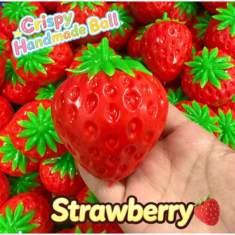 Simulation Strawberry Crunchy Stress Ball Pinching Toy Reduce Stress Slow Rebound Soft Fruit Shape Pinch Toy Sensory Toy Gifts