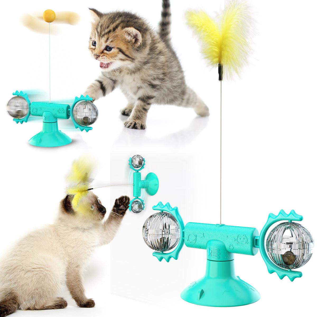 Meow Planet Cat Toy: Spinny Turntable with Teaser Stick & Ball озеро синий