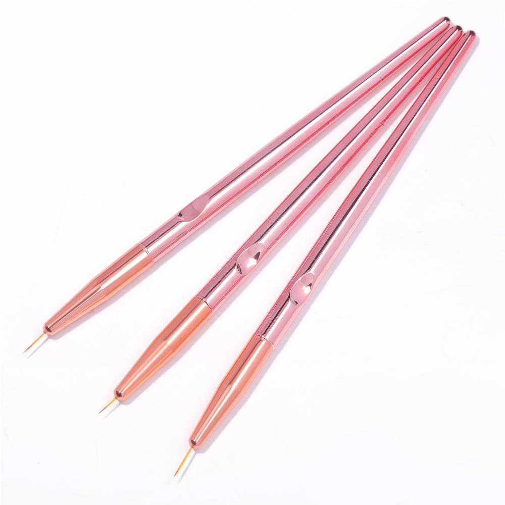 

Rose Gold 3Pcs/set Nail Art UV Gel Liner Painting Brushes Drawing Flower Striping Design Manicure Tools Kits розового золота